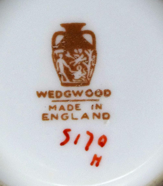 Wedgwood Early 1900s Art Deco Modern Design with Regency Notes - Tea Set with Red Handles & Gold Trim – Pattern 5170H – Made in England