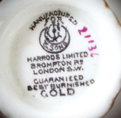 Antique Harrods George Jones Crescent Cup and Saucer 2 Piece Set Gold England c. 1900