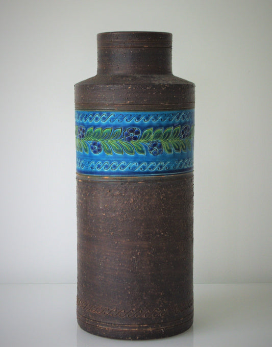 Aldo Londi for Bitossi Large Cylindrical Vase 14.5" Italy