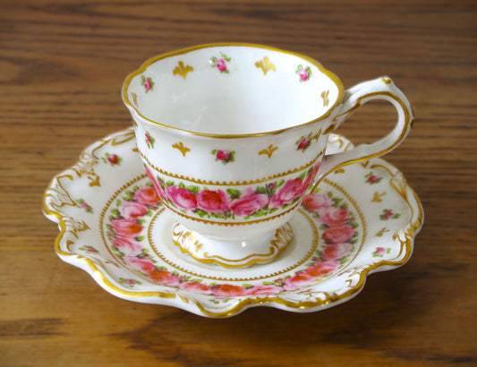 Antique Harrods George Jones Crescent Cup and Saucer 2 Piece Set Gold England c. 1900